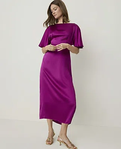 Ann Taylor Studio Collection Boatneck Midi Dress In Purple