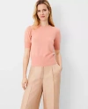 Ann Taylor Studio Collection Cashmere Puff Sleeve Sweater Tee In Light Melon