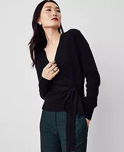 Ann Taylor Studio Collection Cashmere Wrap Sweater In Black