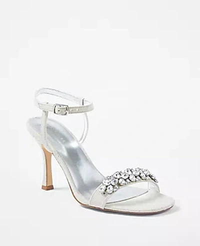 Ann Taylor Studio Collection Crystal Linen Skinny Strap Sandals In Ivory Linen