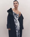 Ann Taylor Studio Collection Faux-fur-trim Belted Coat In Black