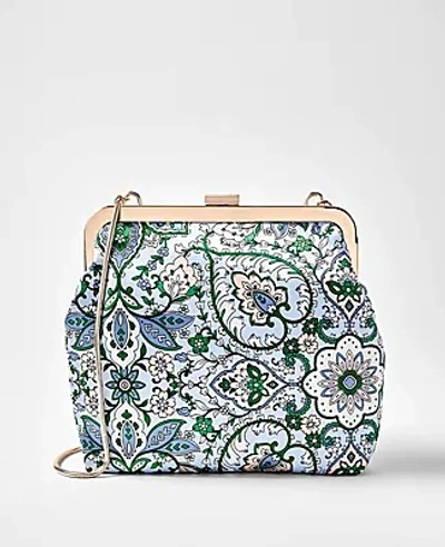 Ann Taylor Studio Collection Floral Silk Clutch In Cafe Blue