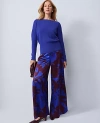 Ann Taylor Studio Collection Floral Silk Palazzo Pant In Blue
