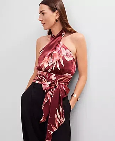 Ann Taylor Studio Collection Floral Twist Halter Top
