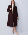 Ann Taylor Studio Collection Long Double Breasted Coat In Brown