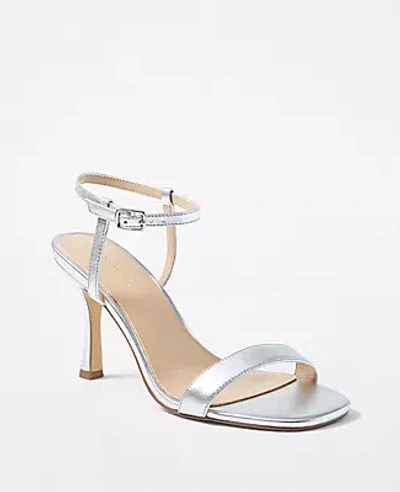 Ann Taylor Studio Collection Metallic Skinny Strap Sandals In Silver