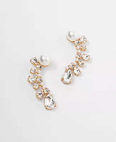Ann Taylor Studio Collection Pearlized Crystal Teardrop Earrings In Ivory