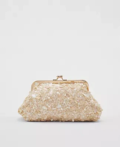 Ann Taylor Studio Collection Sequin Clutch Bag In Ivory