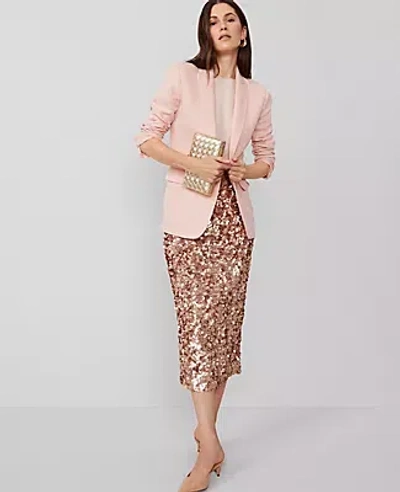 Ann Taylor Studio Collection Sequin Column Midi Skirt In Metallic Champagne