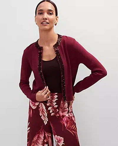 Ann Taylor Studio Collection Sequin Trimmed Open Cardigan