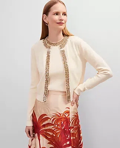 Ann Taylor Studio Collection Sequin Trimmed Open Cardigan