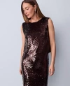 Ann Taylor Studio Collection Sequin Trimmed Shell Top In Brown