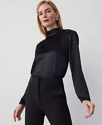 Ann Taylor Studio Collection Silk Cowl-back Top In Black