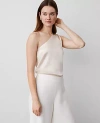 Ann Taylor Studio Collection Silk One-shoulder Top In Sand Shell