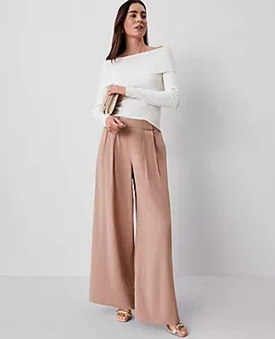 Ann Taylor Studio Collection Silk Palazzo Pant In Toffee Tan
