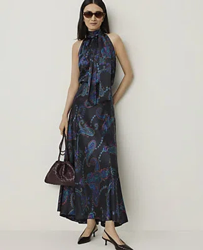 Ann Taylor Studio Paisley Flare Maxi Skirt In Night Sky