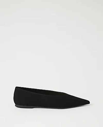 Ann Taylor Suede Ballet Flat In Black
