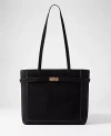 Ann Taylor Suede Belted Tote Bag In Black