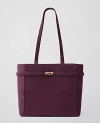 Ann Taylor Suede Belted Tote In Purple