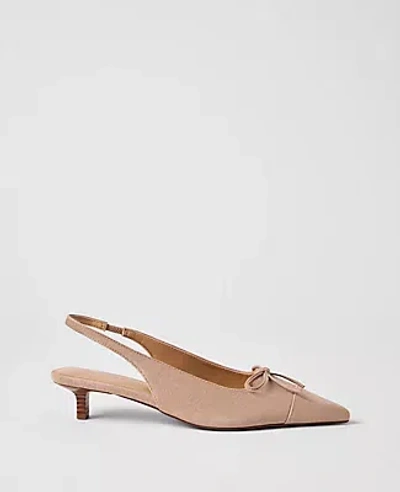 Ann Taylor Suede Bow Kitten Heel Pump