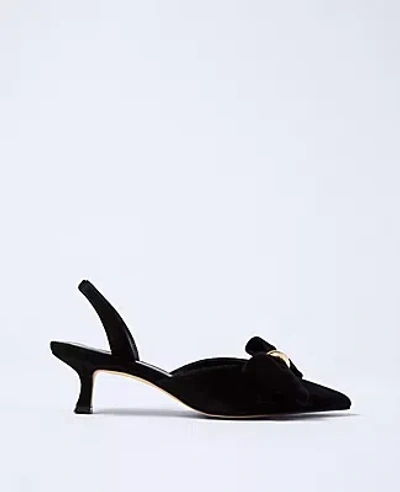 Ann Taylor Suede Bow Slingback Pump In Black