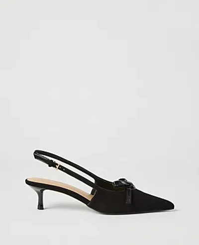 Ann Taylor Suede Bow Slingback Pump In Black