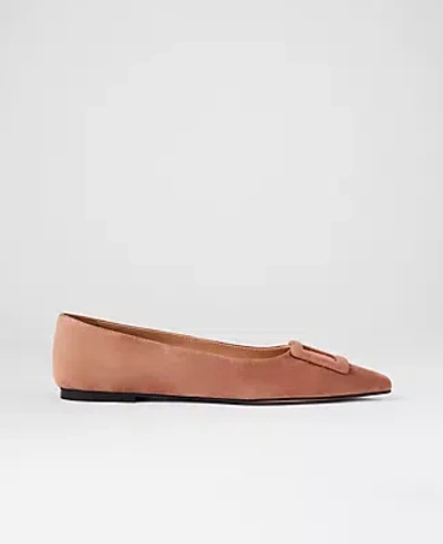 Ann Taylor Suede Buckle Flat In Brown