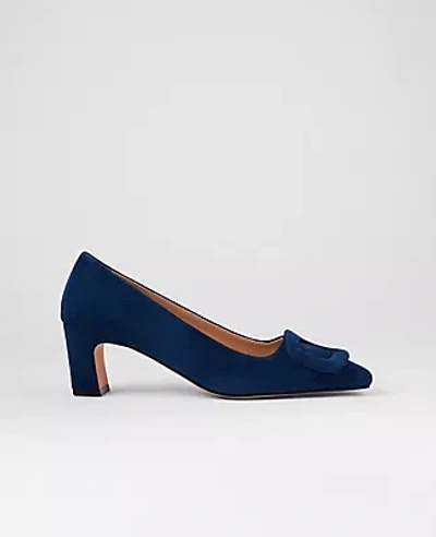 Ann Taylor Suede Buckle Pump In Blue