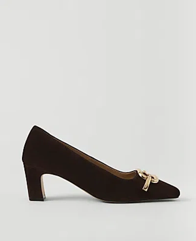 Ann Taylor Suede Buckle Pump In Brown