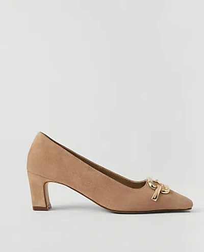 Ann Taylor Suede Buckle Pump In Brown