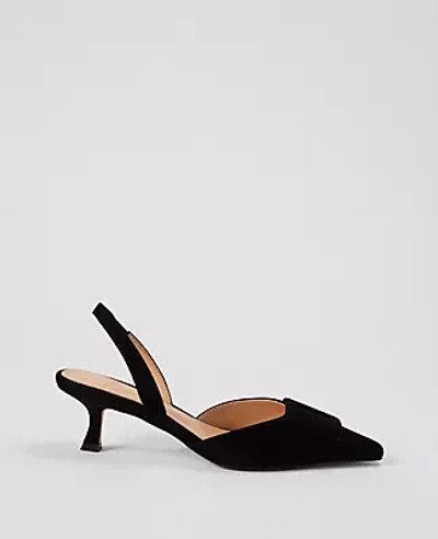 Ann Taylor Suede Buckle Slingback Pump In Black