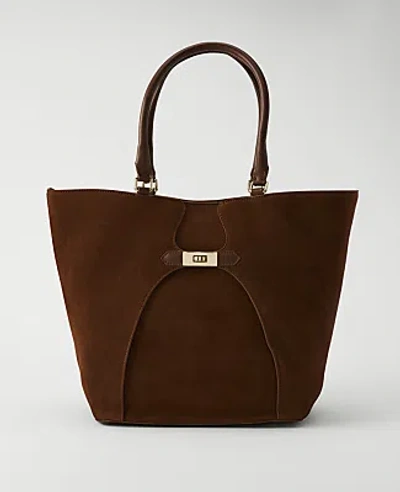 Ann Taylor Suede Buckle Tote In Golden Tan