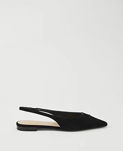 Ann Taylor Suede Hardware Cutout Slingback Flat In Black