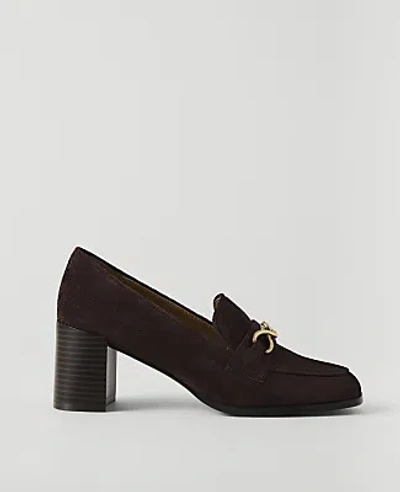 Ann Taylor Suede Hardware Embellished Loafer Pump In Black