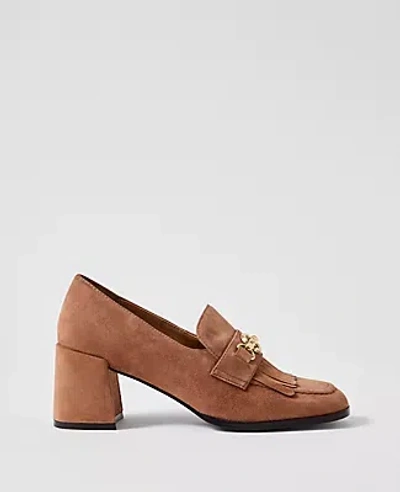 Ann Taylor Suede Kiltie Loafer Pump In Brown