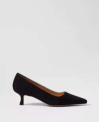 Ann Taylor Suede Nip Toe Kitten Heel Pumps In Black