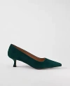 Ann Taylor Suede Nip Toe Kitten Heel Pumps In Green