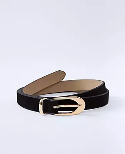 Ann Taylor Suede Oval Buckle Belt In Black