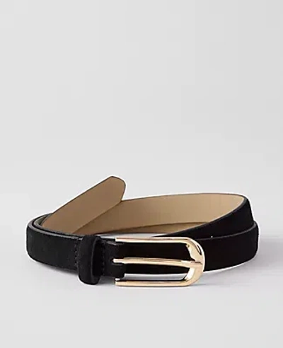 Ann Taylor Suede Oval Buckle Belt In Black