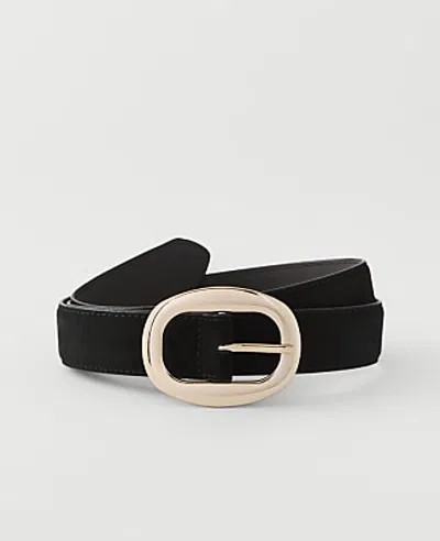 Ann Taylor Suede Oval Buckle Belt In Black
