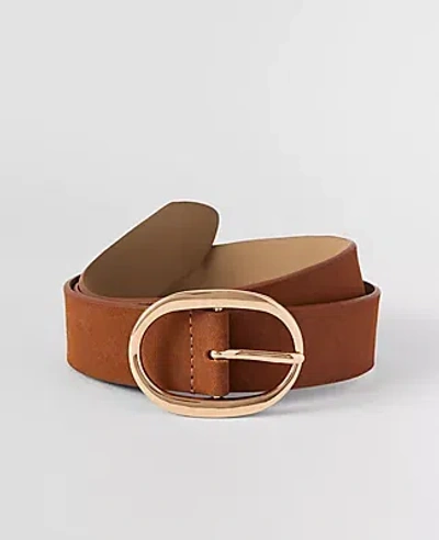 Ann Taylor Suede Oval Buckle Belt In Brown