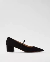 Ann Taylor Suede Pointy Toe Block Heel Pumps In Black