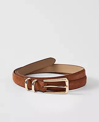 Ann Taylor Suede Rectangle Buckle Belt In Brown