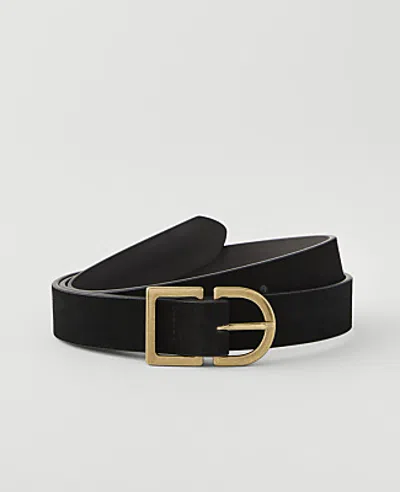 Ann Taylor Suede Rounded Buckle Belt In Black