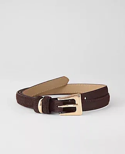 Ann Taylor Suede Sculpted Buckle Belt In Brown