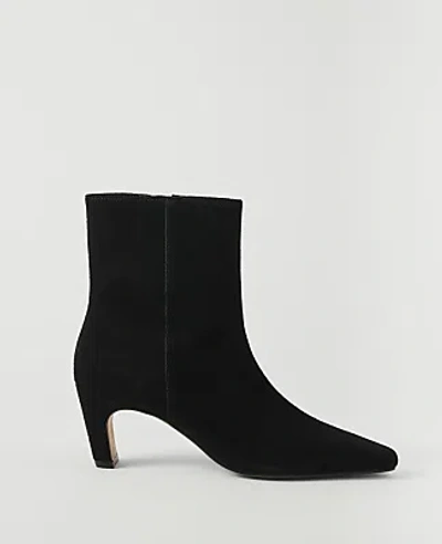 Ann Taylor Suede Skinny Heel Bootie In Black