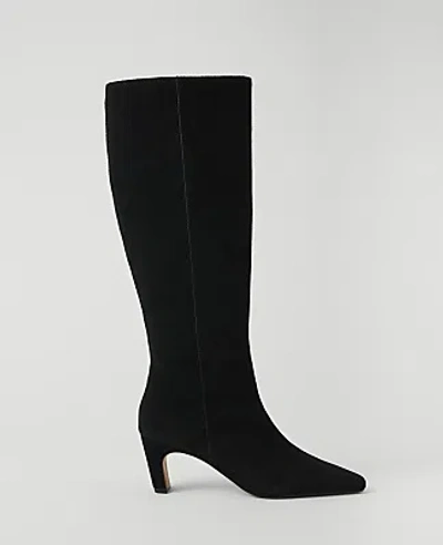 Ann Taylor Suede Skinny Heel Tall Boot In Black
