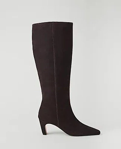 Ann Taylor Suede Skinny Heel Tall Boot In Pure Chocolate
