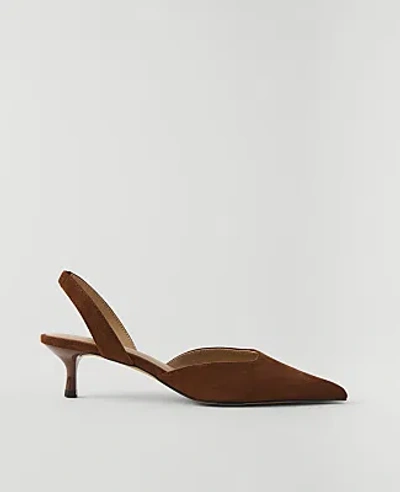 Ann Taylor Suede Slingback Pump In Brown