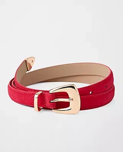 Ann Taylor Suede Square Buckle Belt In Red